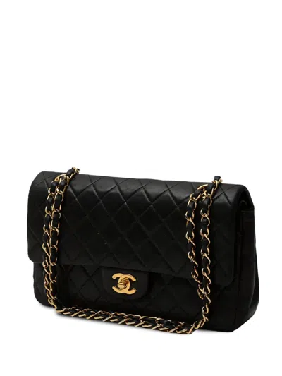 Pre-owned Chanel 2002 Double Flap Shoulder Bag In Black