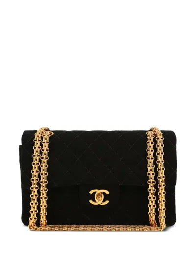 Pre-owned Chanel 2002 Double Flap Shoulder Bag In Black