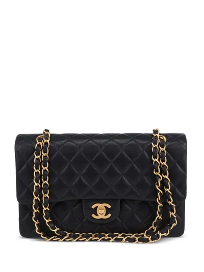 Pre-owned Chanel 2002 Double Flap Shoulder Bag In Blue