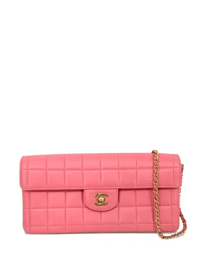 Pre-owned Chanel 2002 East West Choco Bar Shoulder Bag In Pink