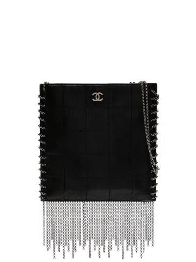 Pre-owned Chanel 2002 Fringed Crossbody Bag In Black
