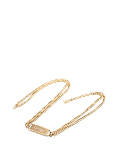 Pre-owned Chanel 2002 Gold Plated Strass Coco Double Chain Belt