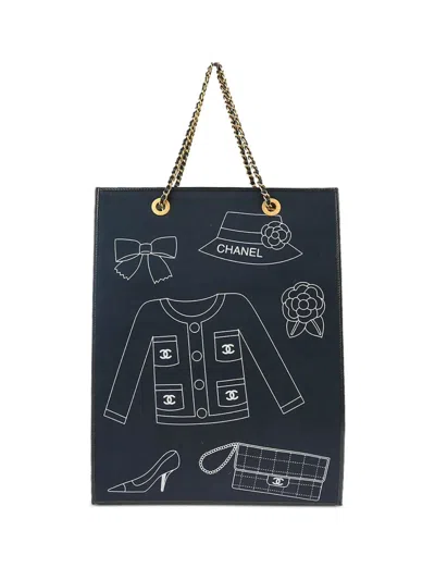 Pre-owned Chanel 2002 Icon Tote Bag In 蓝色