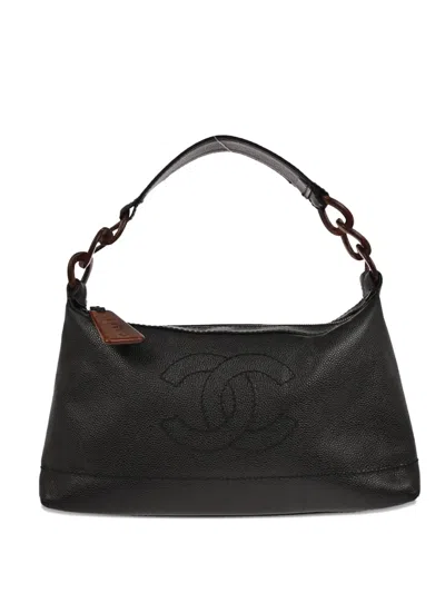 Pre-owned Chanel 2002 Ingterlocking-cc Shoulder Bag In Black
