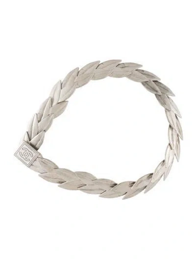 Pre-owned Chanel 2002 Interlocking Cc Logo Waist Belt In Silver