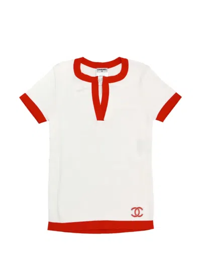 Pre-owned Chanel 2002 Interlocking Cc Sweater In White