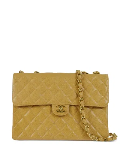 Pre-owned Chanel 2002 Jumbo Classic Flap Shoulder Bag In Neutrals