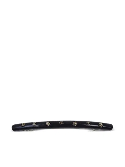 Pre-owned Chanel 2002 Logo Icons Hair Barrette In Black