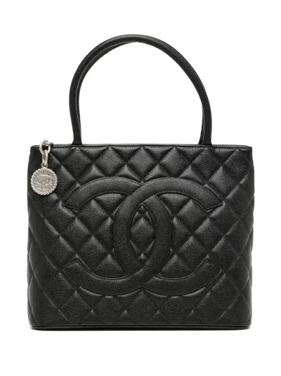 Pre-owned Chanel 2002 Medallion Tote Bag In Black