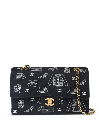 Pre-owned Chanel 2002 Medium Classic Double Flap Shoulder Bag In Blue