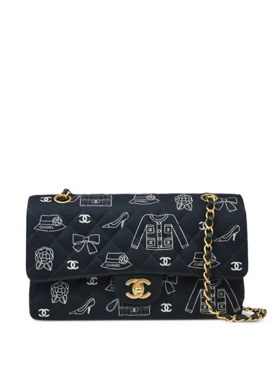 Pre-owned Chanel 2002 Medium Double Flap Shoulder Bag In Black