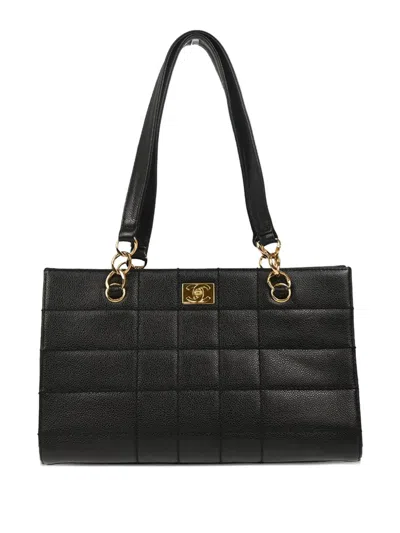 Pre-owned Chanel 2002 ワイルドステッチ チョコバー ハンドバッグ M In Black