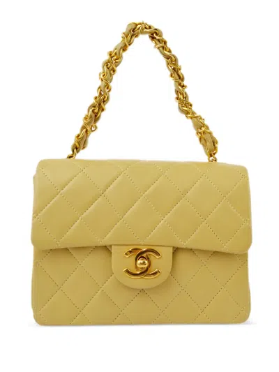 Pre-owned Chanel 2002 Mini Square Flap Handbag In Yellow