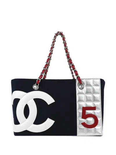 Pre-owned Chanel 2002 Nº5 Choco Bar Tote Bag In Blue