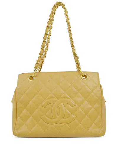 Pre-owned Chanel 2002 Petite Timeless Tote Bag In Yellow