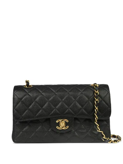 Pre-owned Chanel 2002 Small Classic Double Flap Shoulder Bag In Black