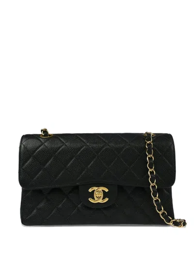 Pre-owned Chanel 2002 Small Classic Double Flap Shoulder Bag In Black