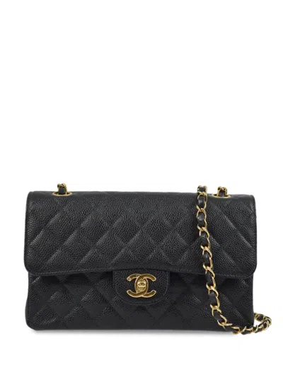 Pre-owned Chanel 2002 Small Double Flap Shoulder Bag In Black