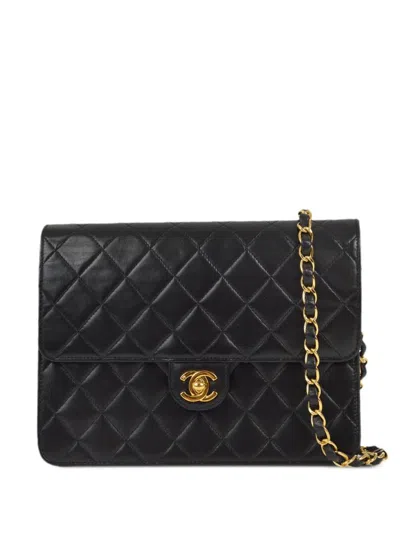 Pre-owned Chanel 2002 Small Half Flap Handbag In Black