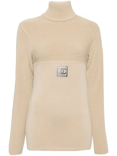 Pre-owned Chanel 2002 Sport Line Wool Jumper In Brown