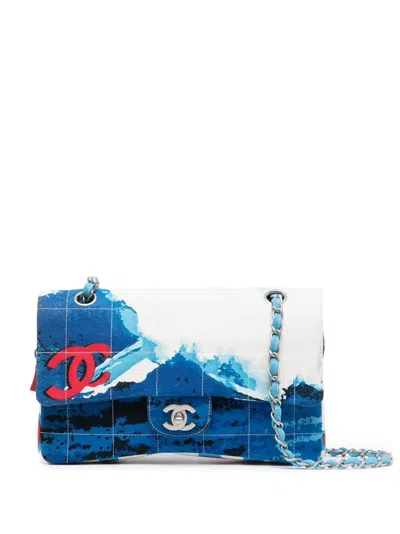 Pre-owned Chanel 2002 Surf Choco Bar Flap Shoulder Bag In Blue