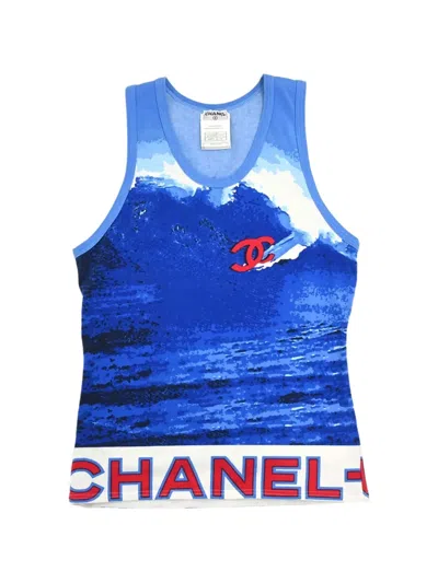 Pre-owned Chanel 2002 Surf Line Tank Top In Blue