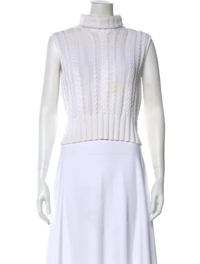 Pre-owned Chanel 2002 Turtleneck Sweater In White