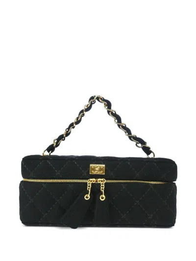 Pre-owned Chanel 2002 Wild Stitch Vanity Handbag In Black