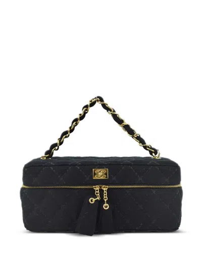 Pre-owned Chanel 2002 Wild Stitch Vanity Handbag In Black