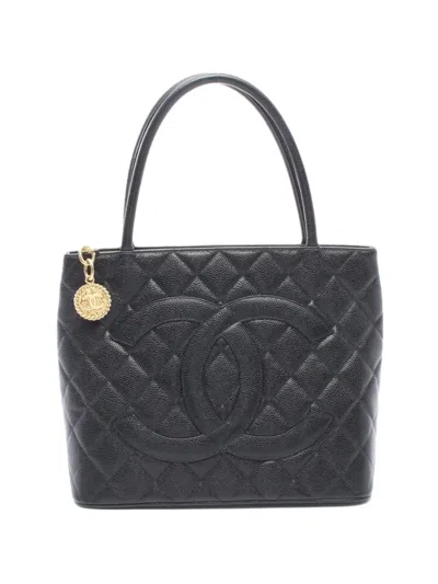 Pre-owned Chanel 2002-2003 Caviar Skin Tote Bag In Black