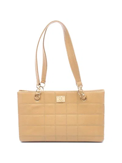 Pre-owned Chanel 2002-2003 Chocolate Bar Tote Bag In Neutral