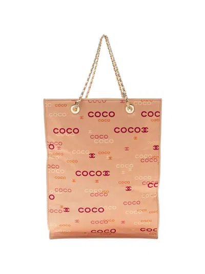 Pre-owned Chanel 2002-2003 Coco Logo Tote Bag In Pink
