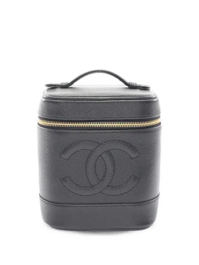 Pre-owned Chanel 2002-2003 Coco Mark Vanity Handbag In Black