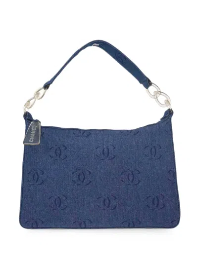 Pre-owned Chanel 2002-2003 Denim Shoulder Bag In Blue
