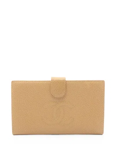 Pre-owned Chanel 2002-2003 Mark Bi-fold Wallet In Neutrals