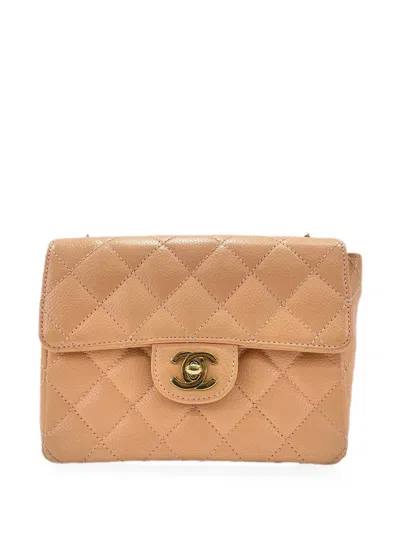 Pre-owned Chanel 2002-2003 Mini Matelassé Shoulder Bag In Neutrals