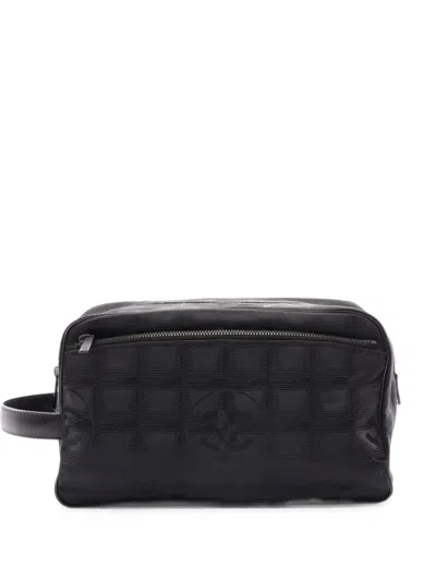 Pre-owned Chanel 2002-2003 New Travel Line Clutch Bag In Black