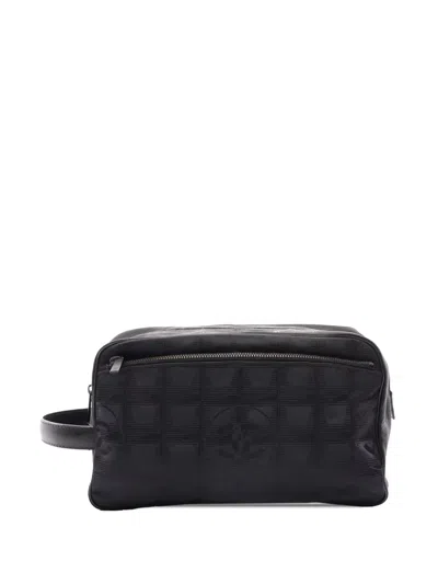 Pre-owned Chanel 2002-2003 New Travel Line Nylon Clutch Bag In Black