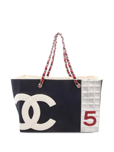 Pre-owned Chanel 2002-2003 No. 5 Shopping Tote Bag In Blue