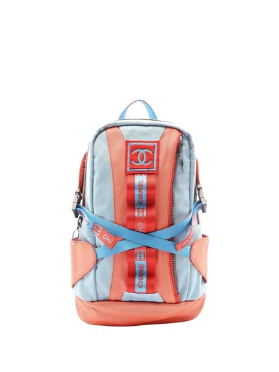 Pre-owned Chanel 2002-2003 Nylon Sports Line High Summer Backpack In Orange
