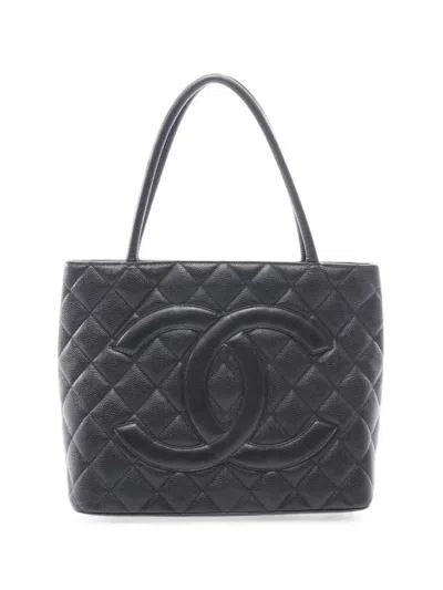Pre-owned Chanel 2002-2003 Reissue Caviar Leather Tote Bag In Black