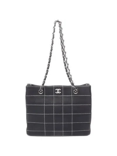 Pre-owned Chanel 2002-2003 Wild Stitch Chocolate Bar Tote Bag In Blue