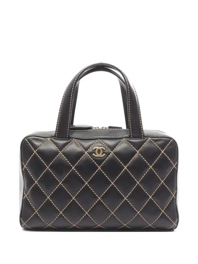 Pre-owned Chanel 2002-2003 Wild Stitch Tote Bag In Black