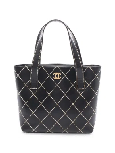 Pre-owned Chanel 2002-2003 Wild Stitch Tote Bag In Black
