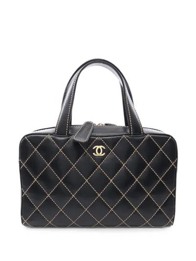 Pre-owned Chanel 2002-2003 Wild Stitch Tote Bag In Black