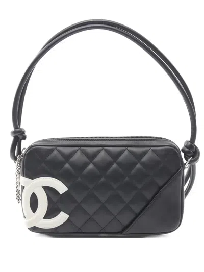 Pre-owned Chanel 2003-2004 Cambon Line Quilted Leather Shoulder Bag In Black
