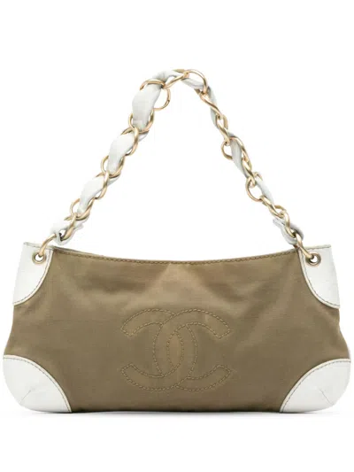 Pre-owned Chanel 2003-2004 Canvas Olsen Shoulder Bag In Brown