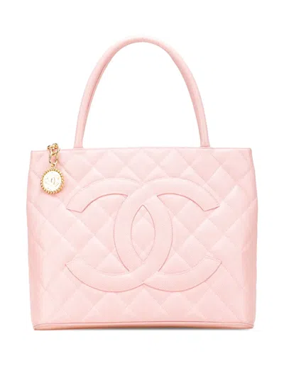 Pre-owned Chanel 2003-2004 Caviar Medallion Tote Bag In Pink