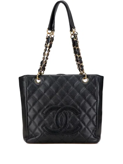 Pre-owned Chanel 2003-2004 Caviar Petite Shopping Tote Bag In Black