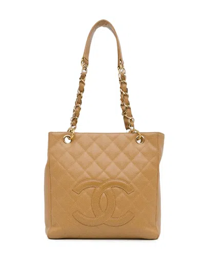 Pre-owned Chanel 2003-2004 Caviar Petite Shopping Tote Shoulder Bag In Brown